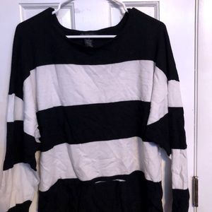 white and black striped shirt